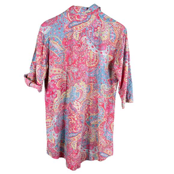 Ralph Lauren Small Shirt Dress Paisley Button Up Tunic Cotton Viscose LN31708 - Picture 2 of 11
